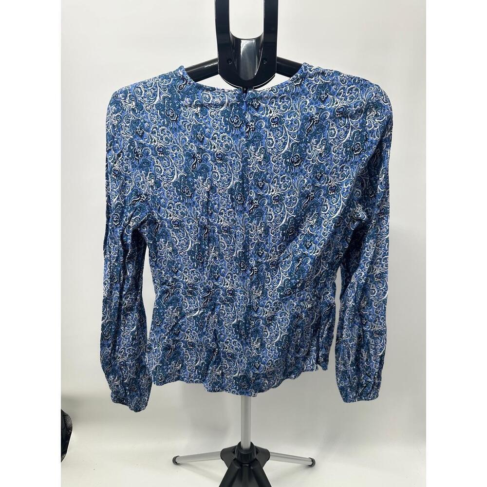 Boden Blouse Blue Print Long‎ Sleeve Crew Neck Contemporary Size US 10 - Picture 2 of 4